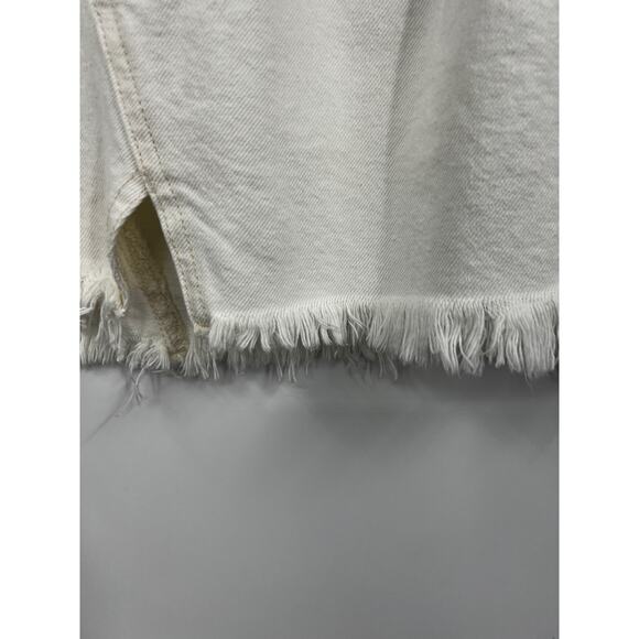 We The Free Free People Side Car White Denim Raw Hem Mini Skirt Size 26 - Picture 3 of 11